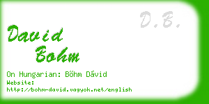 david bohm business card